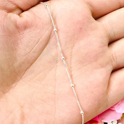 Pulseira Infantil em Prata 925 Legítima com Bolinhas Delicadas 14 cm