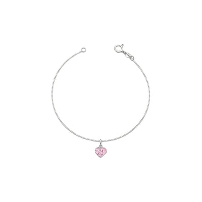 Pulseira Veneziana Infantil em Prata 925 com pingente de coração e pedra de zircônia.